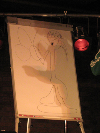 Mann registriert optischen Reiz (links oben)