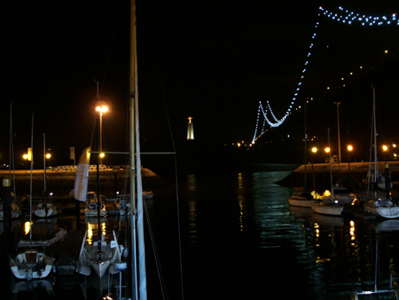 br�cke und cristo rei am abend